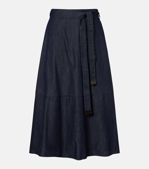 's Max Mara 's Max Mara Belted Denim Midi Skirt 
