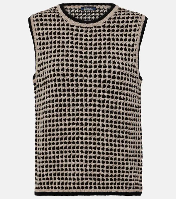  's Max Mara 's Max Mara Fleres Patterned Cotton Sweater Vest 