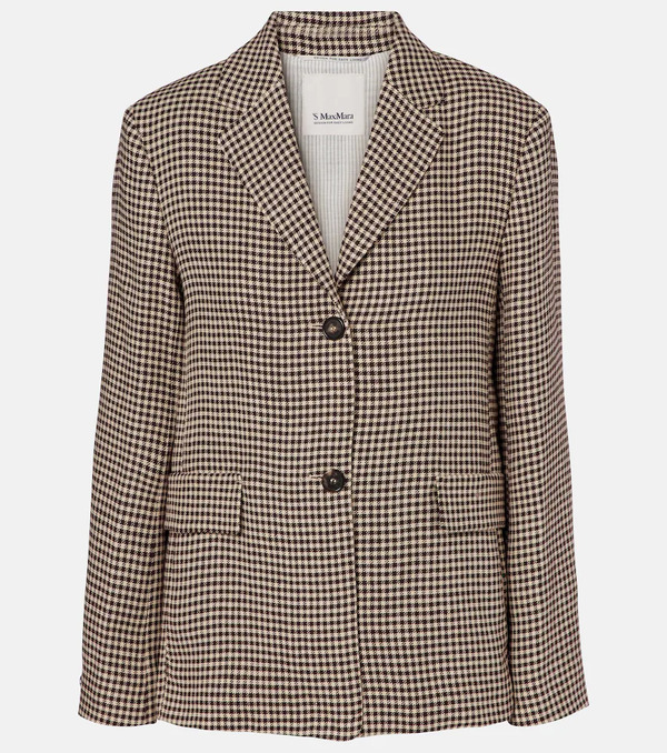  's Max Mara 's Max Mara Gita Checked Linen Blazer 
