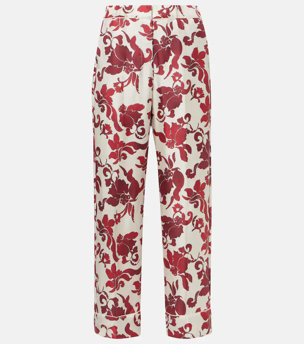  's Max Mara 's Max Mara Leda Printed Silk Wide-leg Pants 