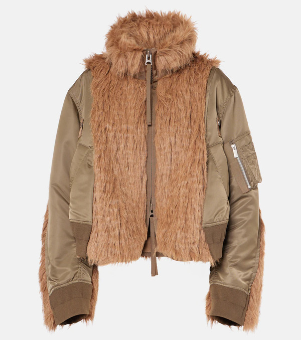  Sacai Sacai Faux Fur And Technical Jacket 