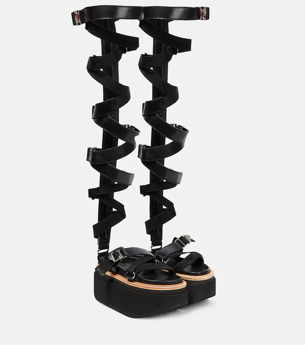  Sacai Sacai Lace-up Leather Sandals 