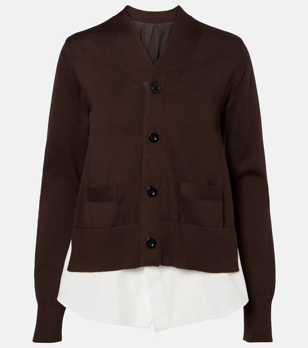  Sacai Sacai Layered Cotton Cardigan 