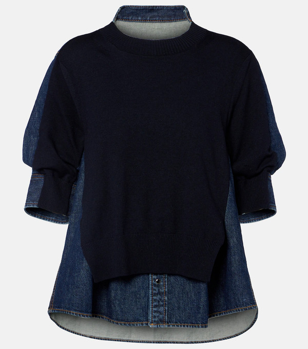  Sacai Sacai Layered Denim Shirt 