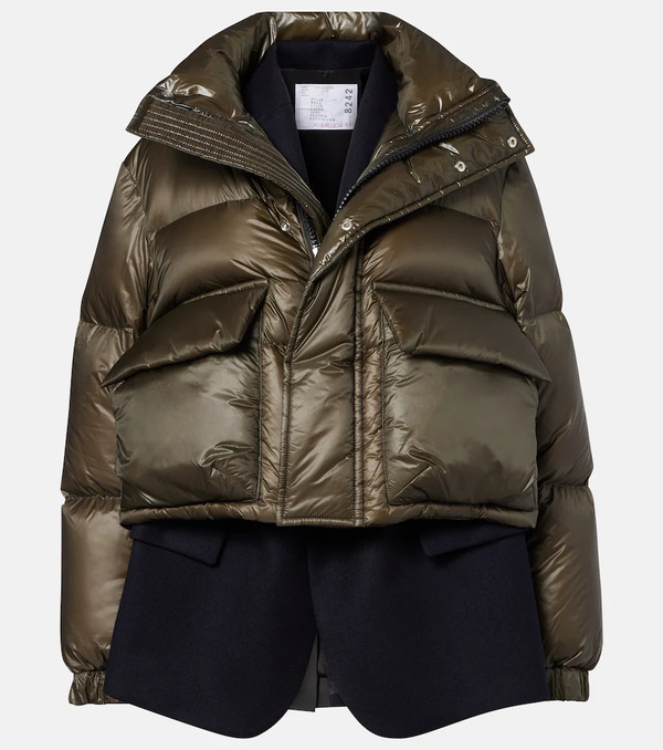  Sacai Sacai Layered Wool-trimmed Down Jacket 