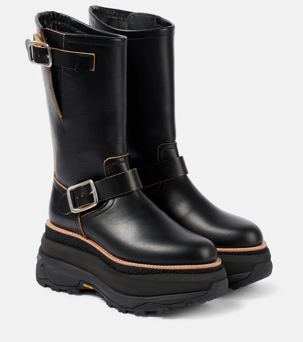  Sacai Sacai Leather Platform Biker Boots 