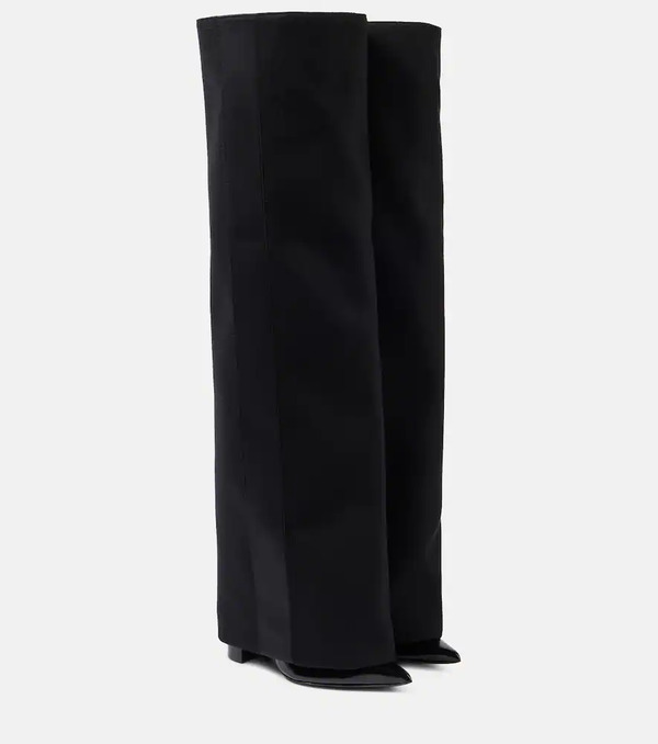 Sacai Sacai Leather-trimmed Melton Knee-high Boots 