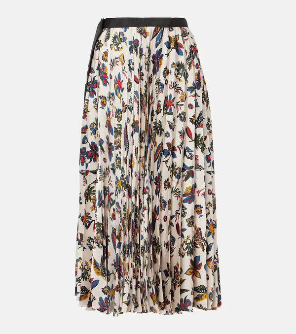  Sacai Sacai Printed Pleated Midi Skirt 