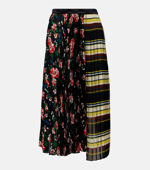  Sacai Sacai Printed Plisse Midi Skirt 