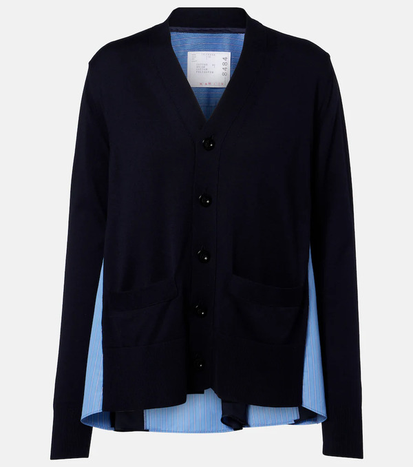  Sacai Sacai Striped Cotton Poplin Cardigan 