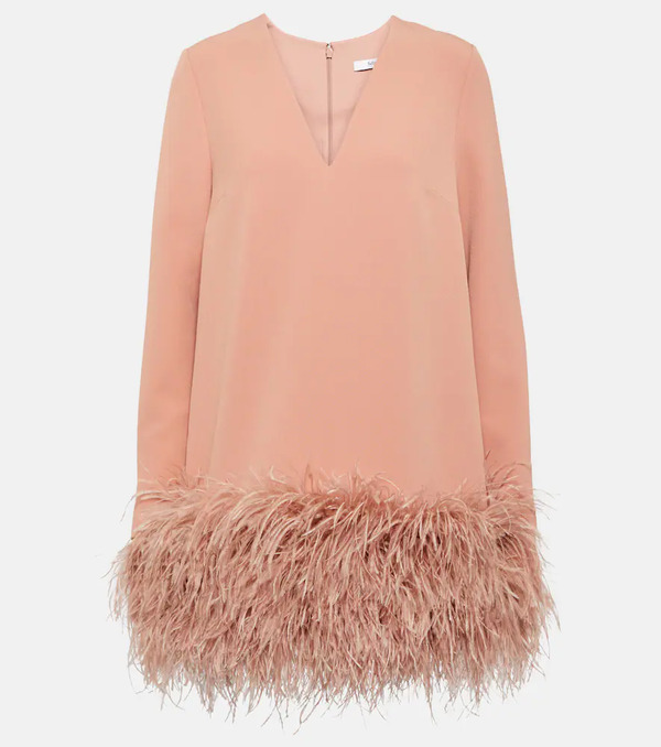  Safiyaa Safiyaa Aleannah Feather-trimmed Crepe Minidress 