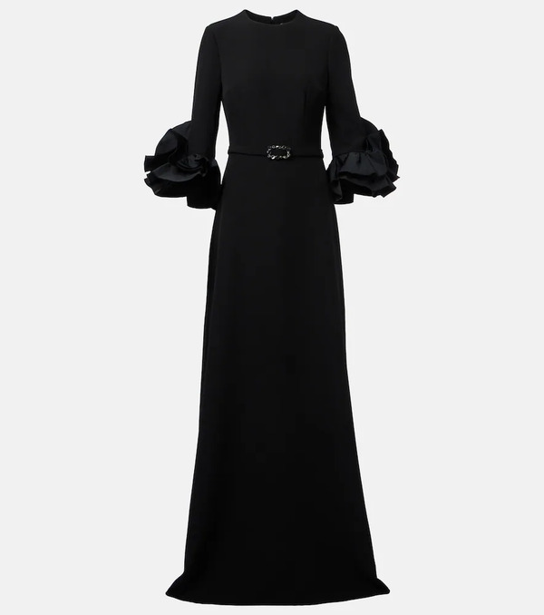  Safiyaa Safiyaa Belted Ruffled Crepe Gown 