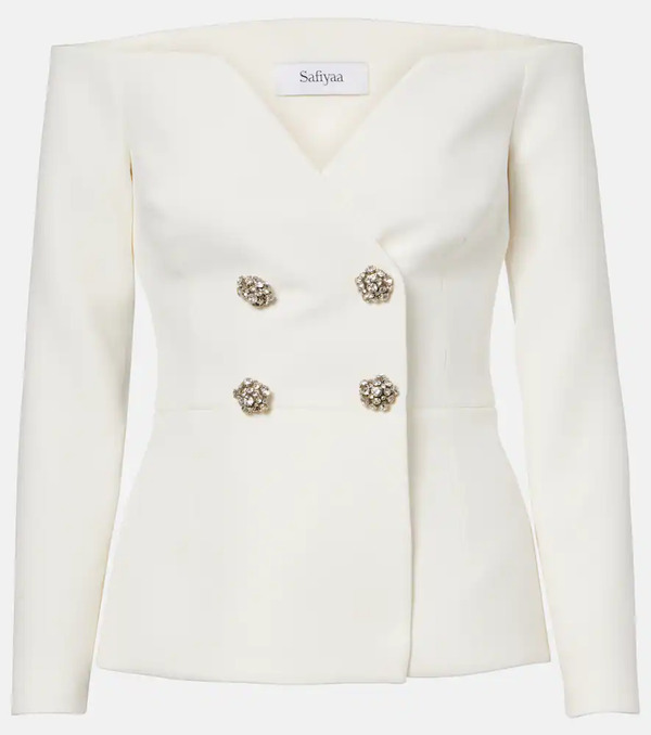  Safiyaa Safiyaa Bridal Kamile Off-shoulder Crepe Jacket 