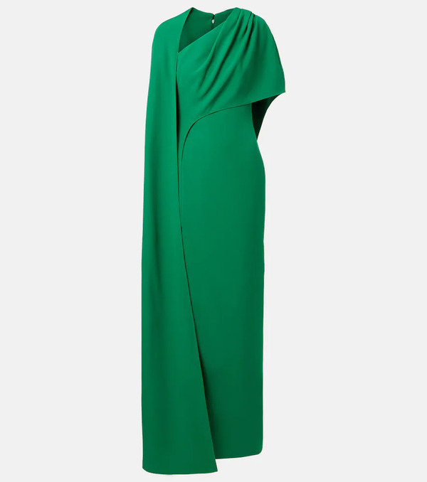  Safiyaa Safiyaa Caped Asymmetric Crepe Gown 