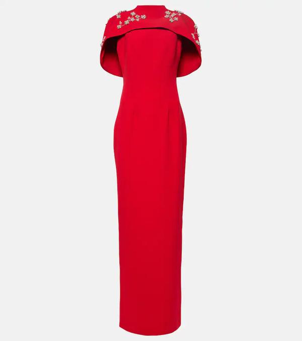  Safiyaa Safiyaa Embroidered Caped Crepe Gown 