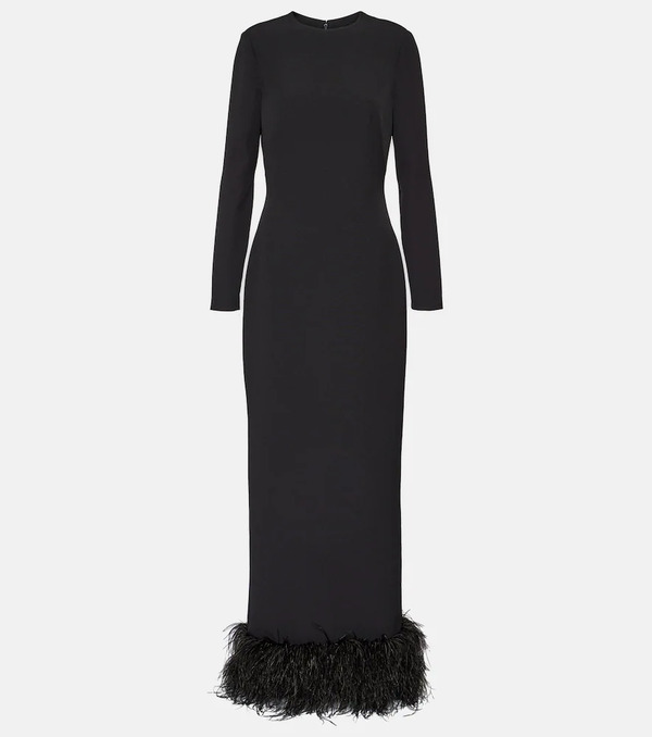  Safiyaa Safiyaa Feather-trimmed Crepe Gown 