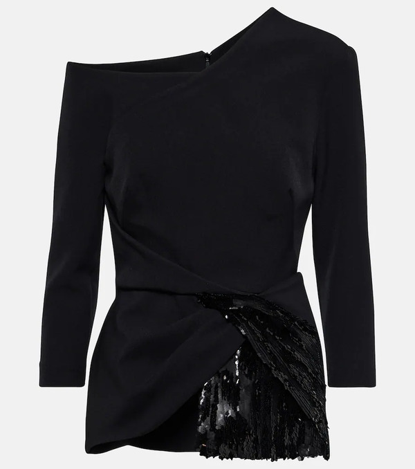  Safiyaa Safiyaa Juah Sequined Asymmetric Crepe Top 