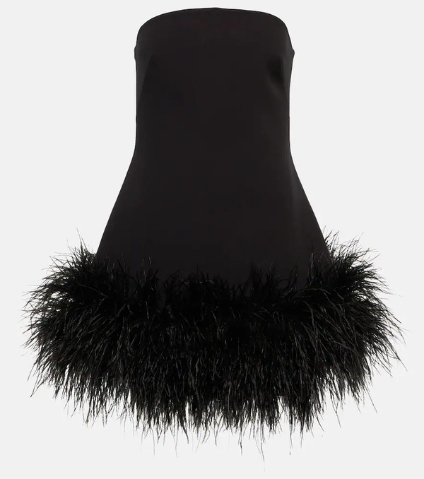  Safiyaa Safiyaa Strapless Feather-trimmed Minidress 