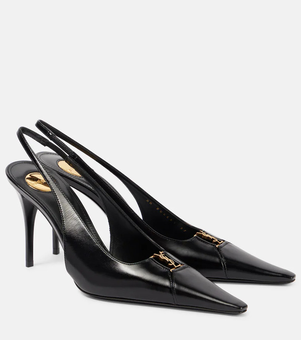  Saint Laurent Saint Laurent Babylone Breteuil 90 Leather Slingback Pumps 