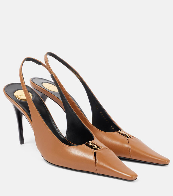  Saint Laurent Saint Laurent Babylone Breteuil 90 Leather Slingback Pumps 