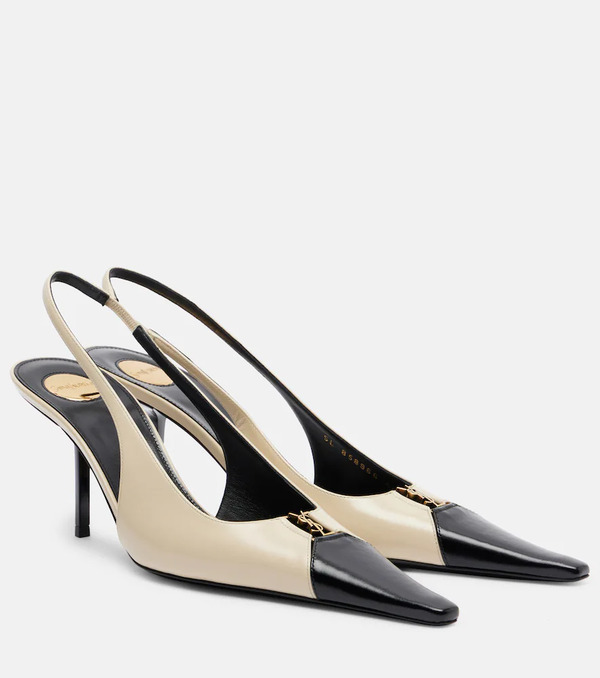  Saint Laurent Saint Laurent Babylone Breteuil Leather Slingback Pumps 