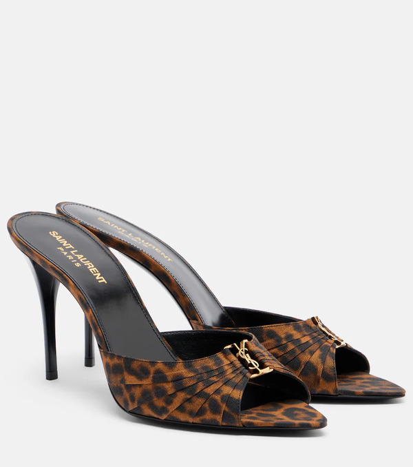  Saint Laurent Saint Laurent Babylone Cassandre Grosgrain Mules 