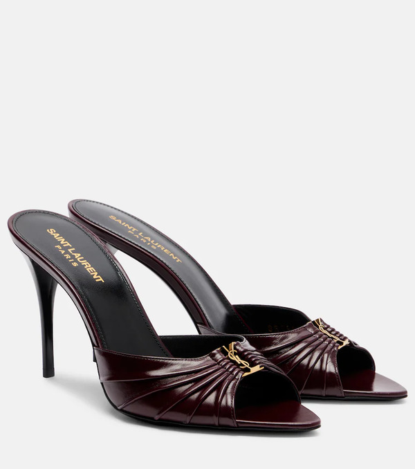  Saint Laurent Saint Laurent Babylone Cassandre Leather Mules 