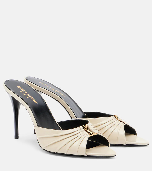  Saint Laurent Saint Laurent Babylone Cassandre Leather Mules 