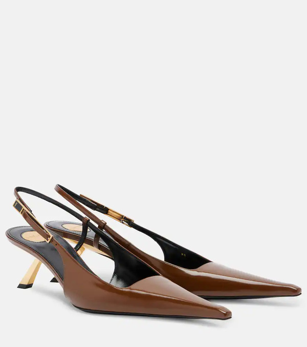 Saint Laurent Saint Laurent Babylone Cassandre Leather Platform Mules 
