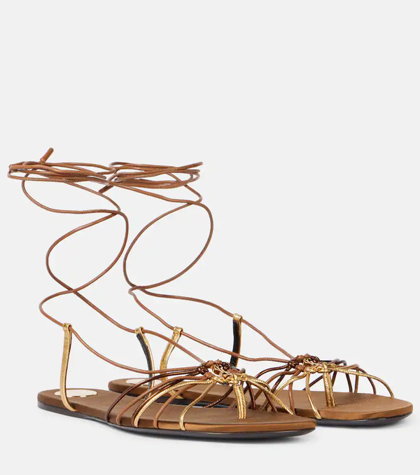  Saint Laurent Saint Laurent Babylone Cassandre Leather Sandals 