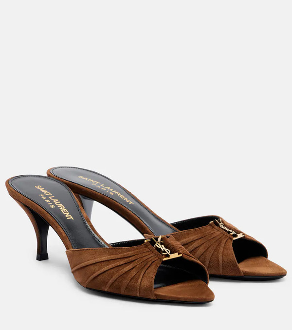  Saint Laurent Saint Laurent Babylone Cassandre Suede Mules 