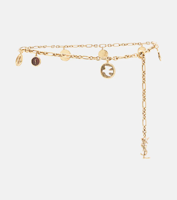  Saint Laurent Saint Laurent Cassandre Embellished Chain Belt 