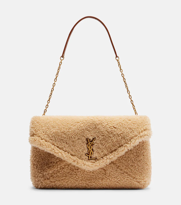  Saint Laurent Saint Laurent Cassandre Envelope Shearling Shoulder Bag 