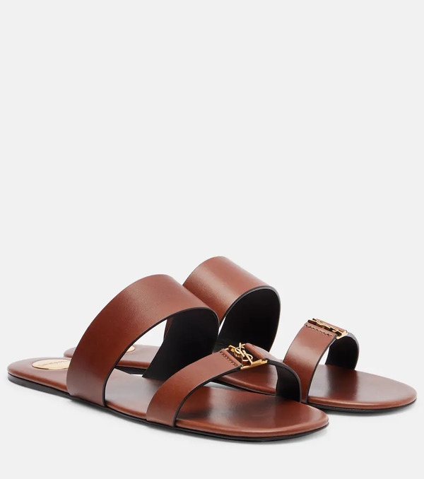  Saint Laurent Saint Laurent Cassandre Leather Sandals 