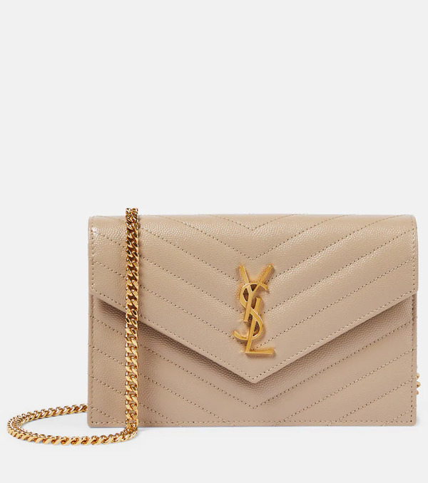  Saint Laurent Saint Laurent Cassandre Matelasse Envelope Leather Wallet On Chain 
