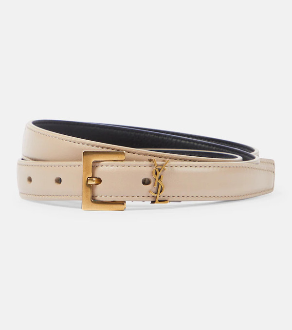  Saint Laurent Saint Laurent Cassandre Slim Leather Belt 