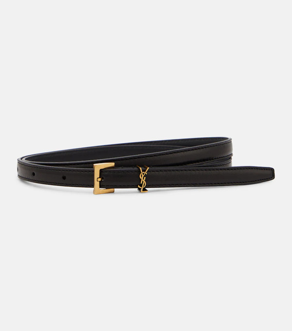  Saint Laurent Saint Laurent Cassandre Slim Leather Belt 
