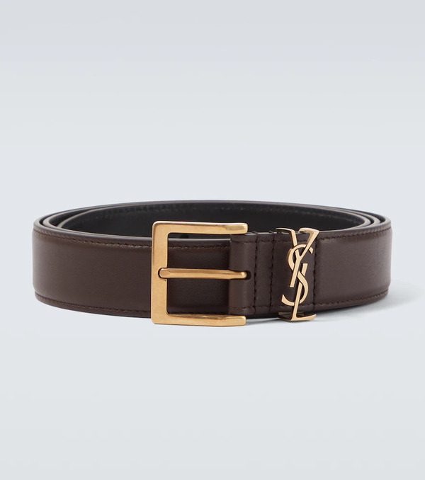  Saint Laurent Saint Laurent Cassandre Vadim Leather Belt 