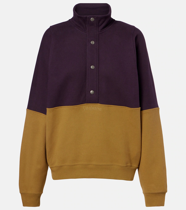  Saint Laurent Saint Laurent Colorblocked Cotton Fleece Sweatshirt 