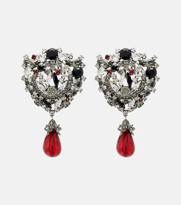  Saint Laurent Saint Laurent Crystal-embellished Clip-on Earrings 