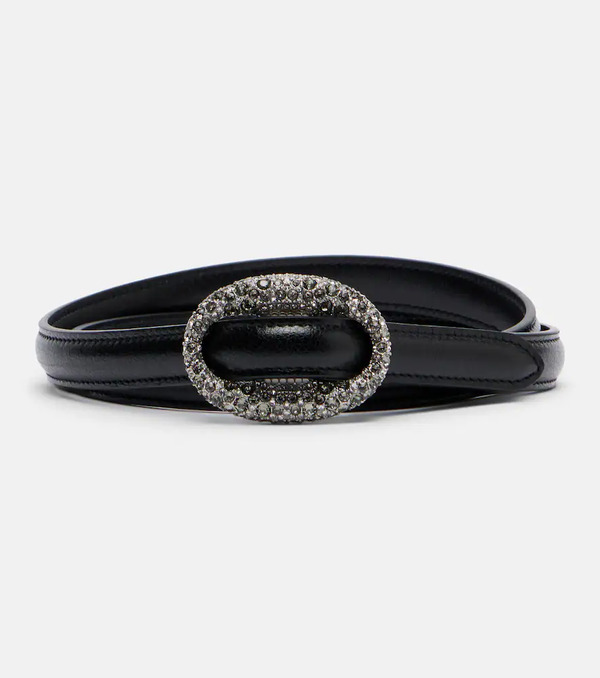  Saint Laurent Saint Laurent Crystal-embellished Leather Belt 