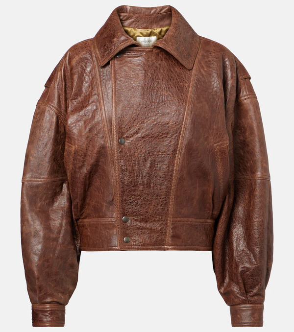  Saint Laurent Saint Laurent Double-breasted Leather Bomber Jacket 