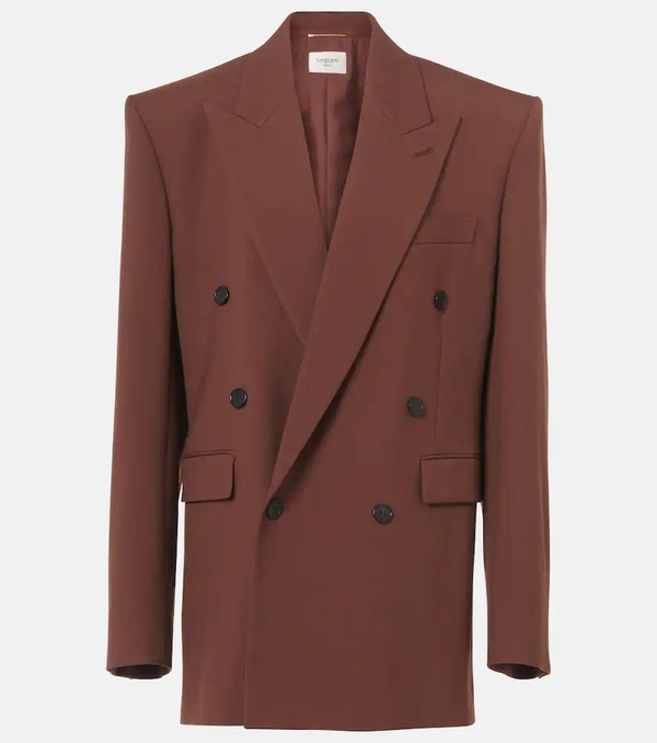  Saint Laurent Saint Laurent Double-breasted Wool Gabardine Blazer 