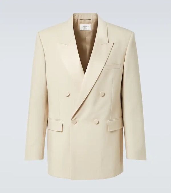 Saint Laurent Saint Laurent Double-breasted Wool Tuxedo Jacket 