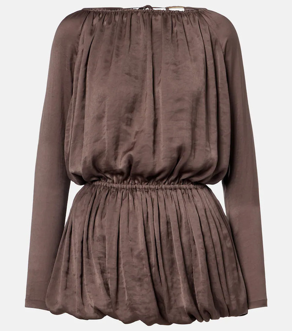  Saint Laurent Saint Laurent Draped Taffeta Minidress 