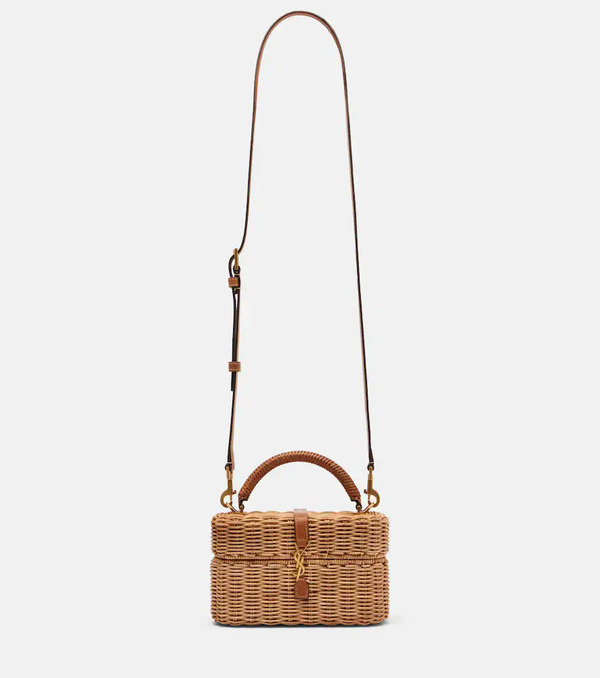  Saint Laurent Saint Laurent Gaby Leather-trimmed Wicker Vanity Bag 