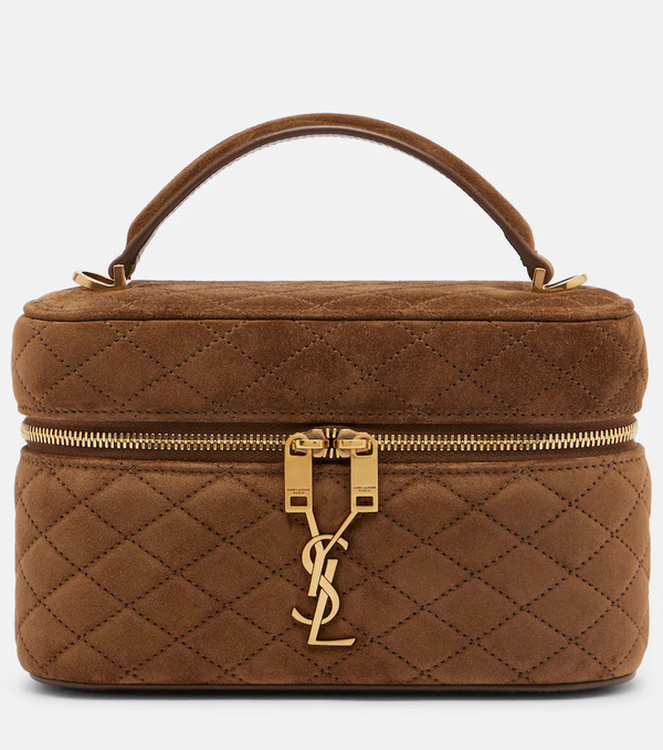  Saint Laurent Saint Laurent Gaby Mini Quilted Suede Vanity Bag 