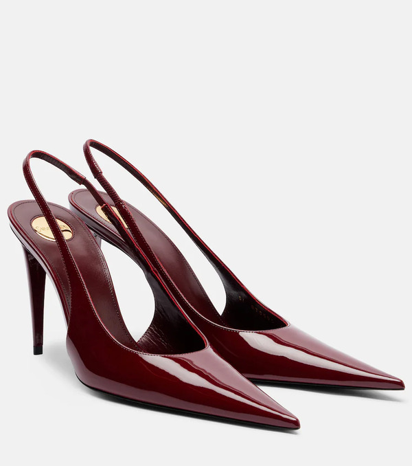  Saint Laurent Saint Laurent Guermantes Patent Leather Slingback Pumps 