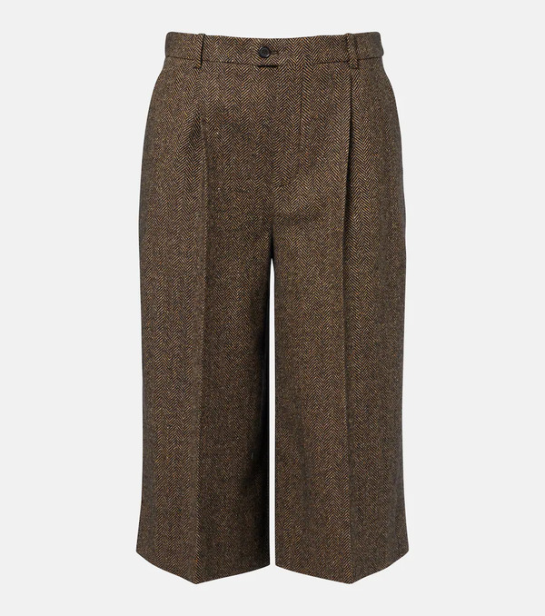  Saint Laurent Saint Laurent Herringbone Wool-blend Bermuda Shorts 