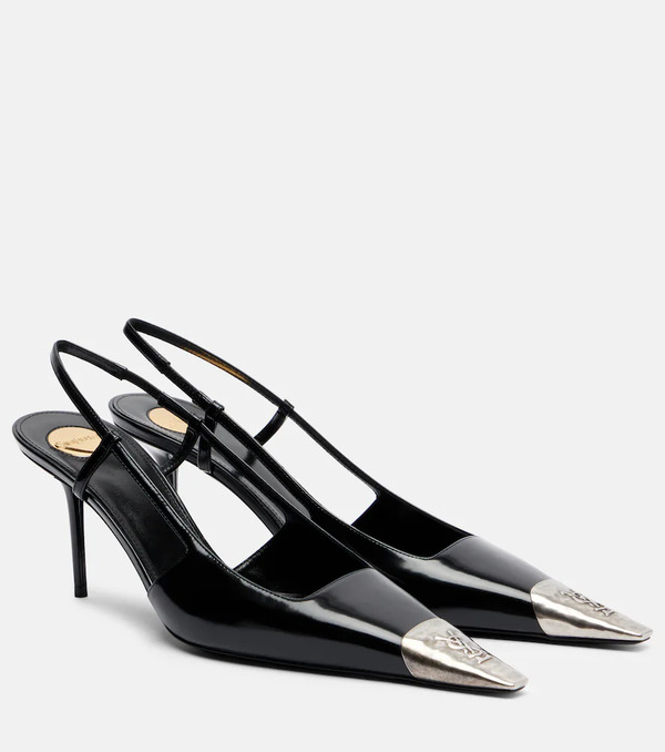  Saint Laurent Saint Laurent Jeanne 75 Leather Slingback Pumps 